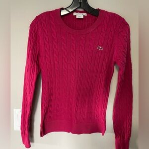 lacoste women cable knit cherry pink XS 36